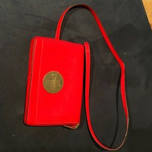 Kate Spade small crossbody red with gold hardware